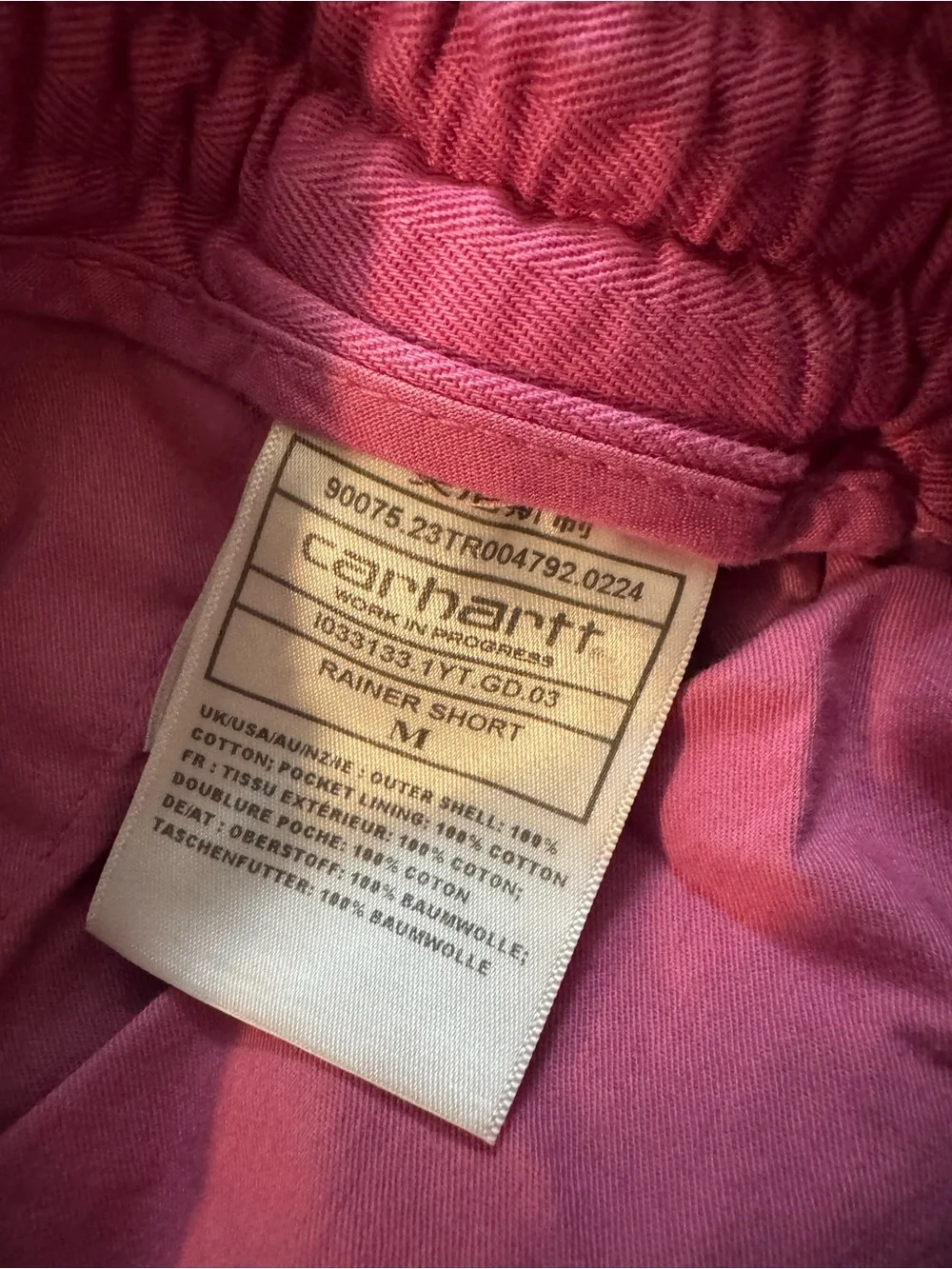 Carhartt Pink Rainer Herringbone Drawstring Shorts Size Medium